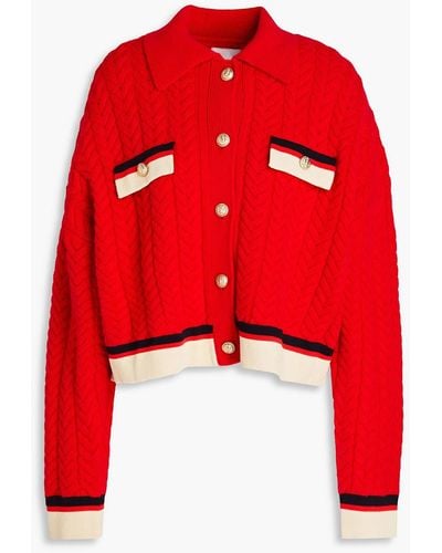 Sandro Idriss Cable-knit Wool Cardigan - Red