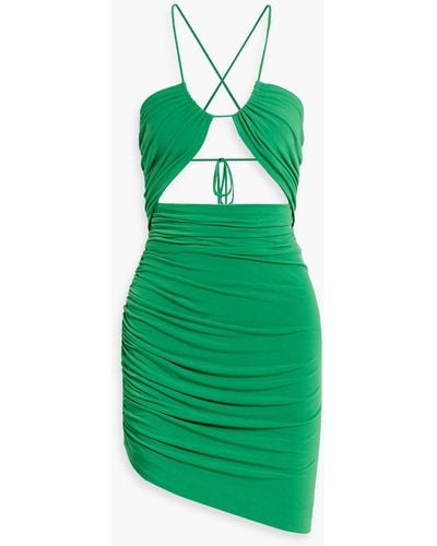 retroféte Cadiz Cutout Ruched Jersey Mini Dress - Green