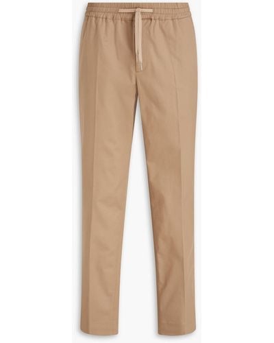 Sandro Tapered Cotton-blend Twill Drawstring Trousers - Natural