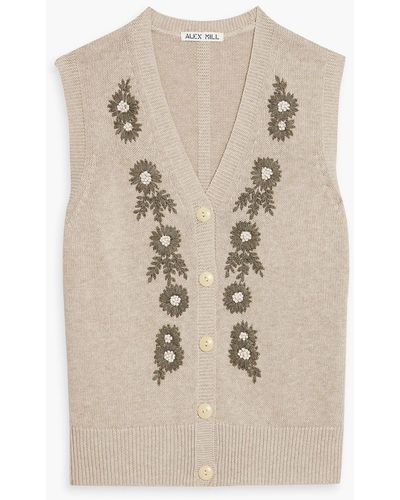 Alex Mill Becca Embroidered Knitted Vest - Natural
