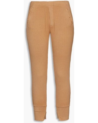 Enza Costa Cropped Ribbed Jersey Tapered Trousers - Multicolour