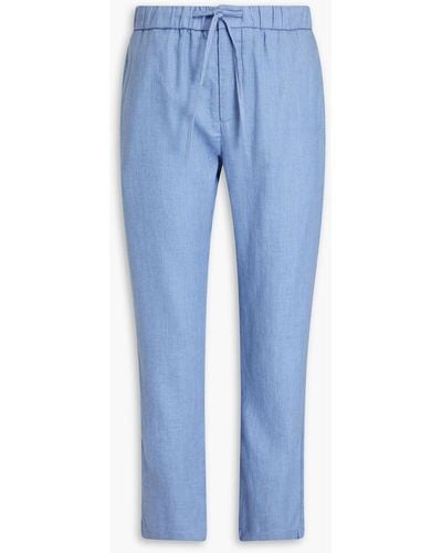 Frescobol Carioca Oscar Linen And Cotton-blend Drawstring Pants - Blue