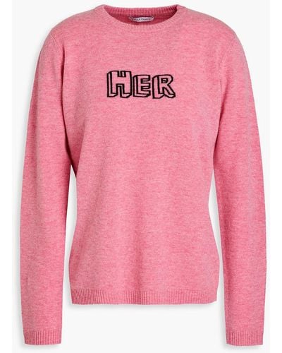 Bella Freud Melierter pullover aus wolle mit intarsienmuster - Pink