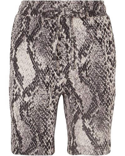 Twenty Strike Cropped Cotton-blend Snake-jacquard Shorts - Grey