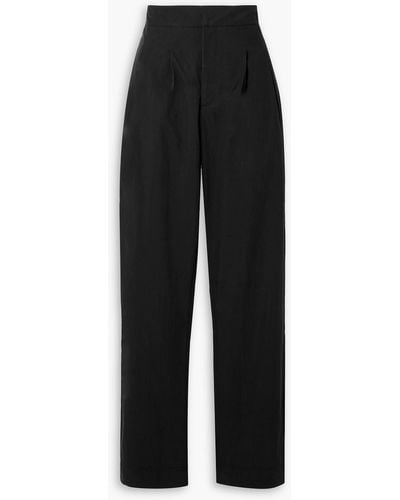 Co. Pleated Tton-blend Straight-leg Trousers - Black