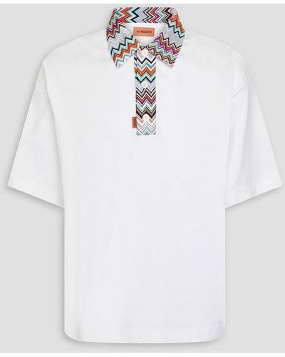 Missoni Crochet-trimmed Cotton-jersey Polo Shirt - White
