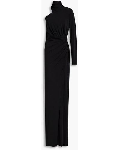 Halston Joanna Cutout Ruched Stretch-jersey Gown - Black