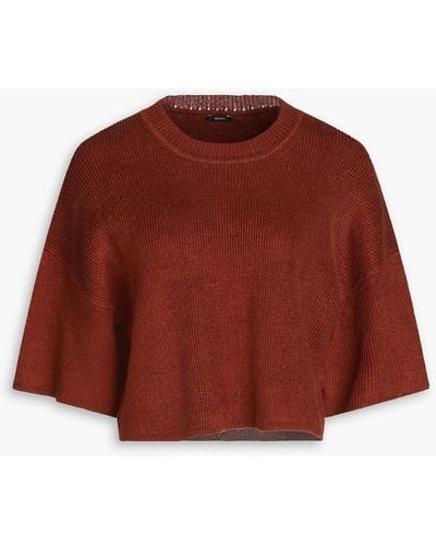 JOSEPH Cropped Ribbed Linen-blend Sweater - Red