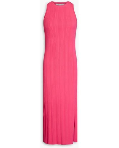 FRAME Cutout Ribbed-knit Midi Dress - Pink