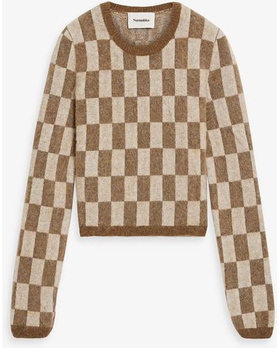Nanushka Checked Knitted Sweater - Natural