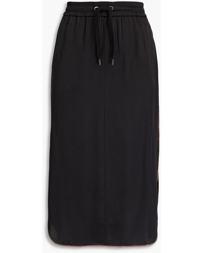 Brunello Cucinelli Bead-embellished Satin Midi Skirt - Black