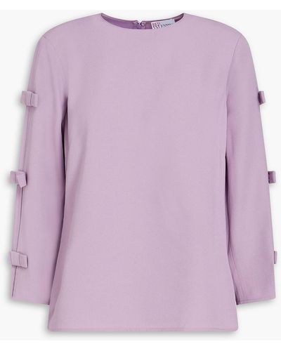 RED Valentino Bow-embellished Cutout Satin-crepe Top - Purple