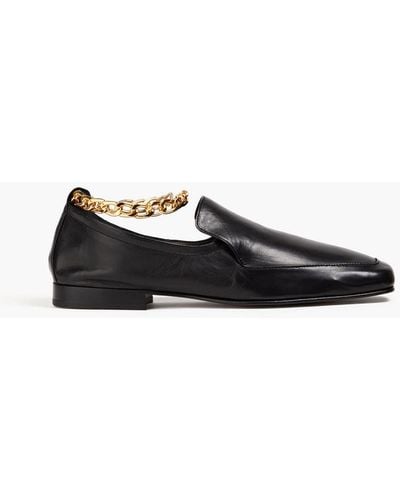 BY FAR Nick Chain-embellished Leather Loafers - Black
