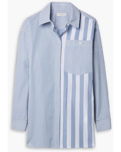 Lafayette 148 New York Scout Patchwork-effect Striped Cotton-poplin Shirt - Blue