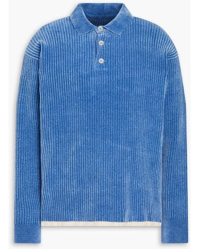 Jacquemus Duci Ribbed Chenille Polo Shirt - Blue