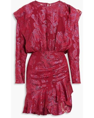IRO Murai Metallic Fil Coupé Silk-blend Georgette Mini Dress - Red