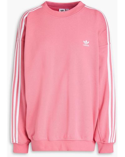 adidas Originals Oversized Striped French Cotton-terry Sweatshirt - Pink