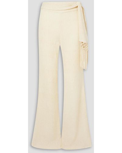 Savannah Morrow Vea Crinkled Bamboo And Silk-blend Flared Trousers - Natural