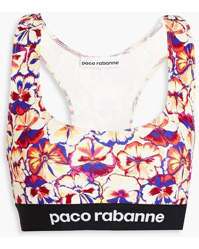 Rabanne Floral-print Stretch-jersey Sports Bra - Red