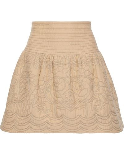 RED Valentino Cotton-matelassé Mini Skirt - Natural