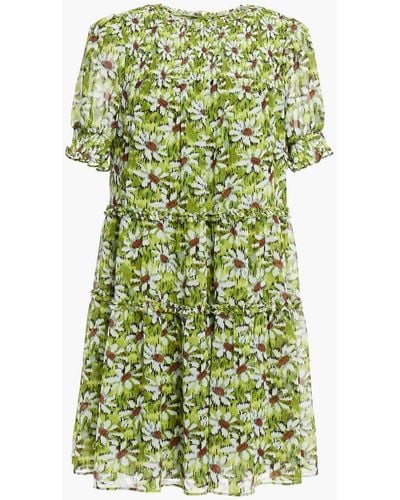 Cinq À Sept Rika Tiered Floral-print Georgette Mini Dress - Green