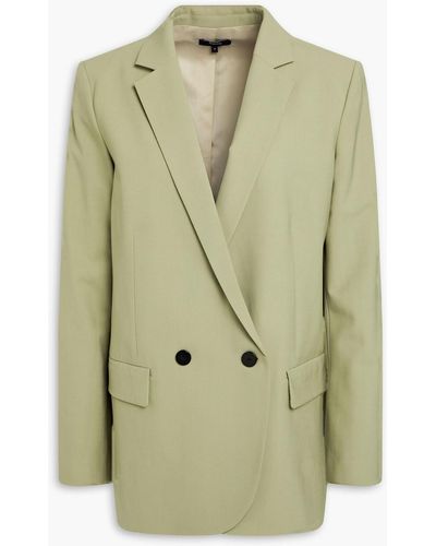 Theory Double-breasted Wool-blend Blazer - Green