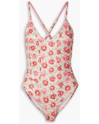 LoveShackFancy Shailee Floral-print Swimsuit - Pink