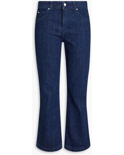 RED Valentino Cropped Herringbone Mid-rise Bootcut Jeans - Blue