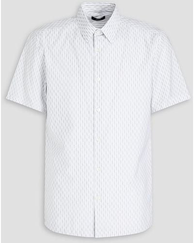 Theory Irving Striped Cotton-jacquard Shirt - White