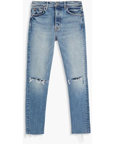 GRLFRND Karolina hoch sitzende skinny jeans in distressed-optik - Blau