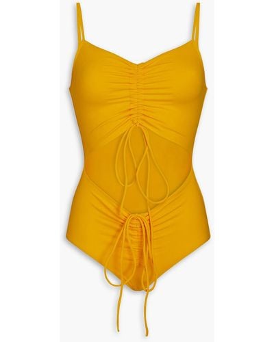 Christopher Esber Ruched Cutout Swimsuit - Yellow