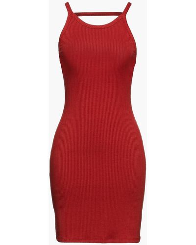 The Range Cutout Ribbed Jersey Mini Dress - Red