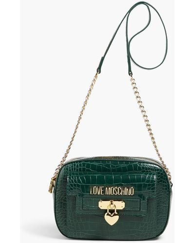 Love Moschino Faux Croc-effect Leather Shoulder Bag - Green