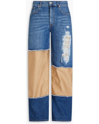 JW Anderson Distressed Two-tone Denim Jeans - Blue