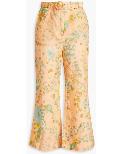 Zimmermann Floral-print Linen Kick-flare Pants - Yellow