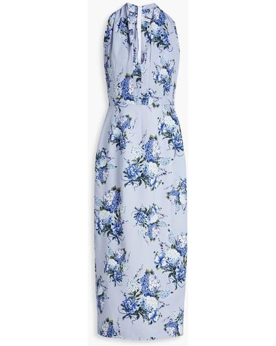 Emilia Wickstead Maxikleid aus crêpe mit floralem print - Blau