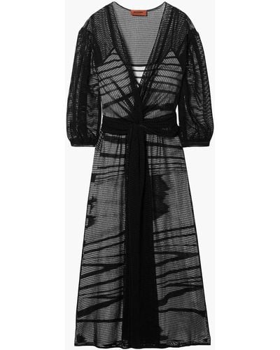 Missoni Belted Open-knit Midi Dress Größe 40 - Black