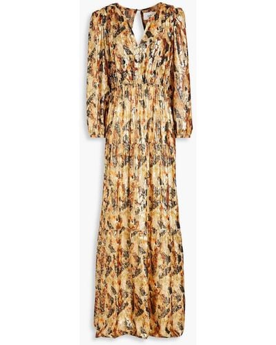 Ba&sh Gullian Cutout Metallic Fil Coupé Silk-blend Chiffon Maxi Dress