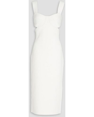 Hervé Léger Cutout Ribbed-knit Midi Dress - White