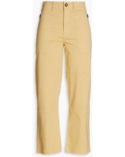 FRAME Cropped Stretch-cotton Twill Cargo Pants - Natural