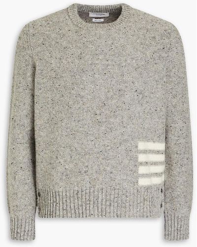 Thom Browne Striped Donegal Wool And Mohair-blend Sweater - Grey