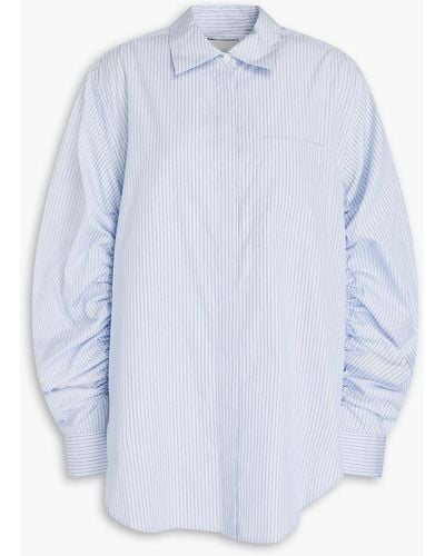 3.1 Phillip Lim Ruched Striped Cotton-poplin Shirt - Blue