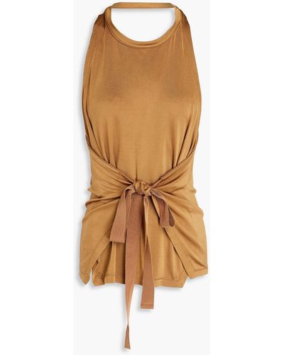 MM6 by Maison Martin Margiela Belted Satin-jersey Top - Brown