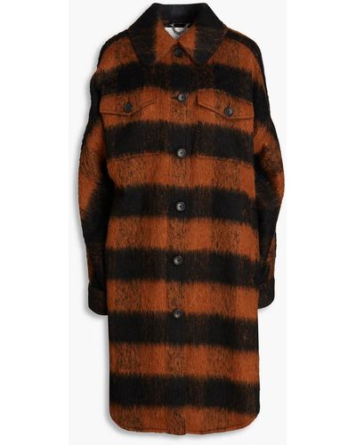 A.L.C. Brushed Checked Tweed Coat - Orange