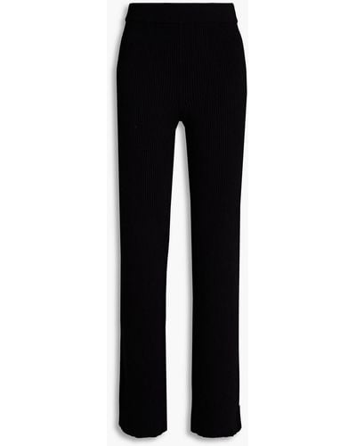 Safiyaa Ribbed-knit Straight-leg Trousers - Black