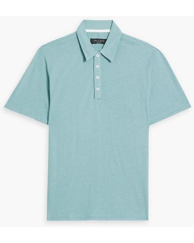 Rag & Bone Linen And Cotton-blend Polo Shirt - Blue