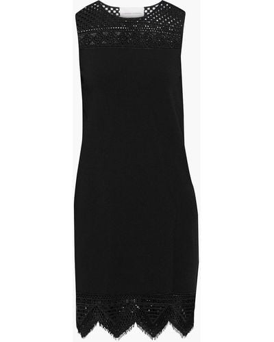 Carolina Herrera Guipure Lace-paneled Stretch-knit Mini Dress - Black