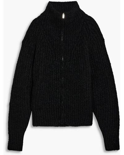 IRO Elida Brushed Ribbed Mohair-blend Zip-up Sweater - Black