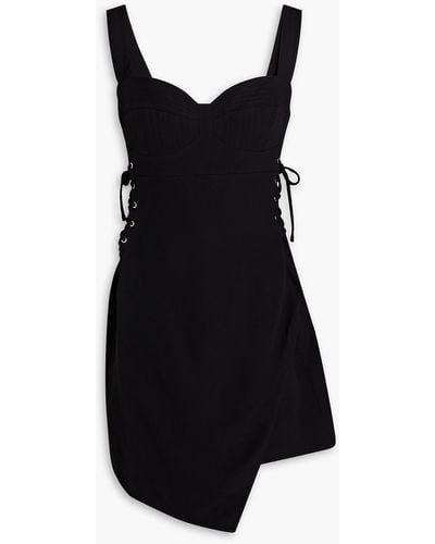 Nicholas Cristina Wrap-effect Lace-up Crepe Mini Dress - Black