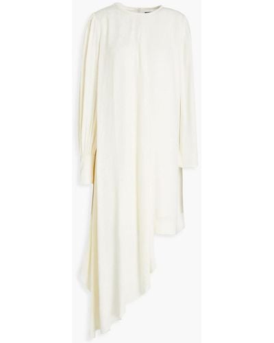 Mother Of Pearl Diana midikleid aus glänzendem jacquard mit crêpe-einsätzen - Weiß